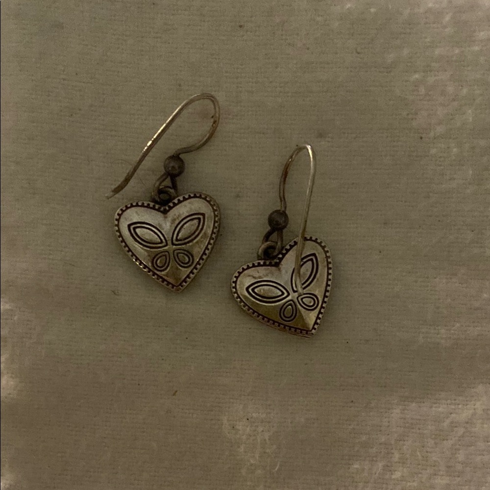 Silver Heart Filigree Earrings